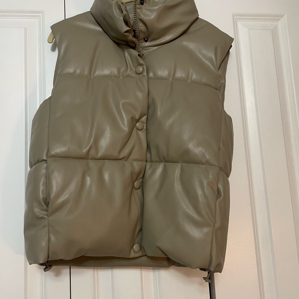 Zara faux leather puffer vest